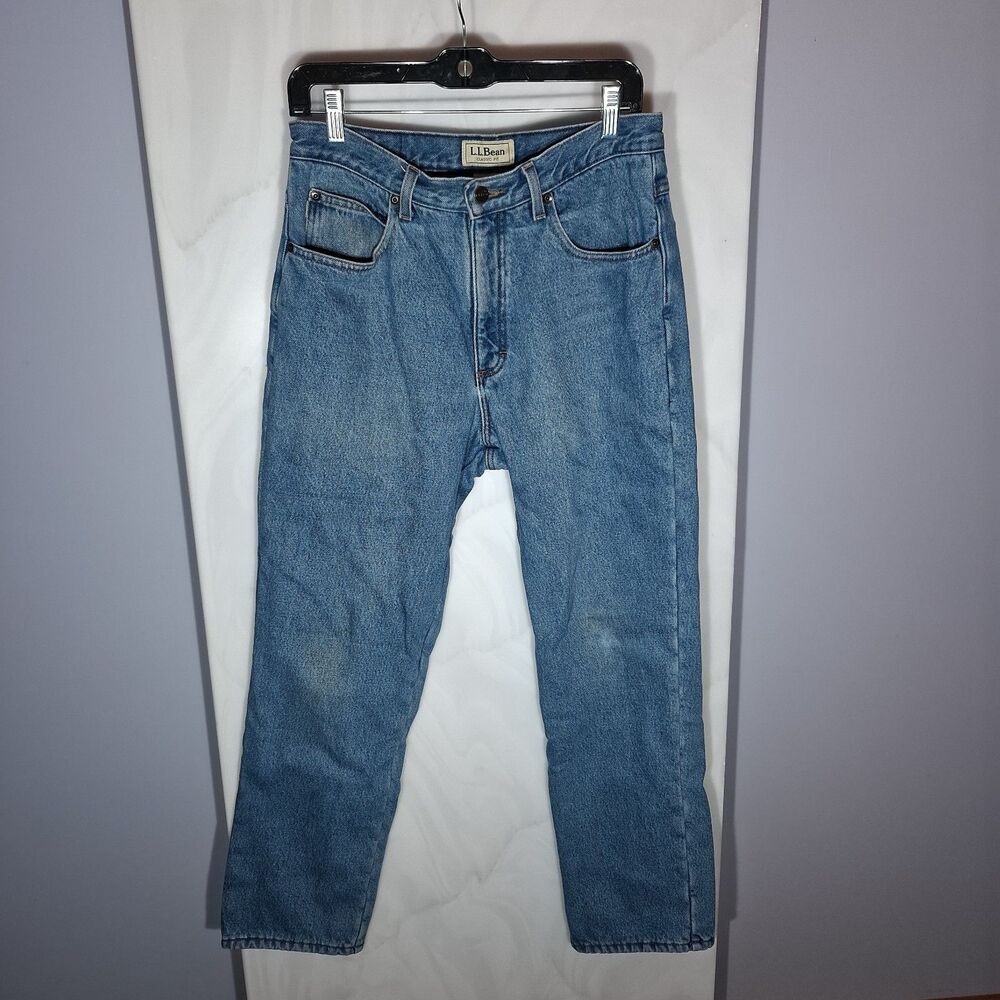L.L.Bean Classic Fit Fleece Lined Jeans Men's 32x30 Blue Straight Denim Workwear